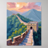 Grote Muur van China | Reis Schilderij Poster (Voorkant)