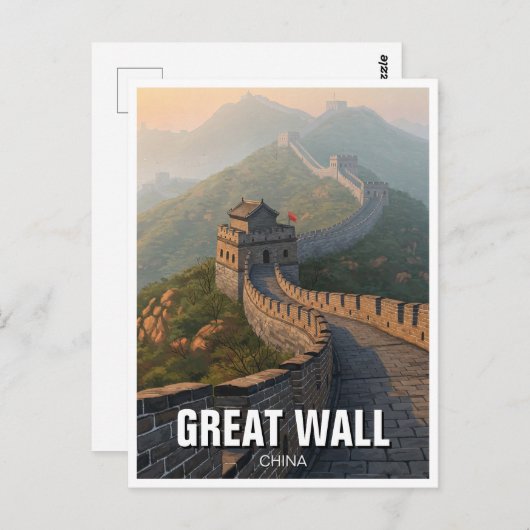 Grote Muur van China Reizen Briefkaart (Voorkant / Achterkant)