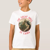 Grote Muur van China Retro Noodlijdende Cirkel T-shirt (Voorkant)