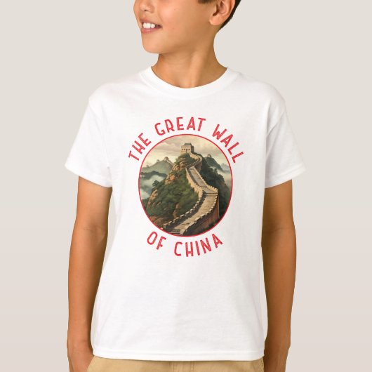 Grote Muur van China Retro Noodlijdende Cirkel T-shirt (Voorkant)
