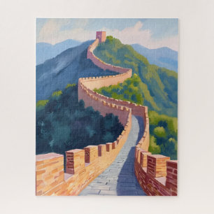 Grote Muur van China Schilderen Aquarel  Legpuzzel