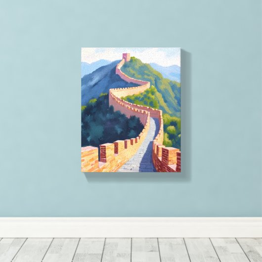 Grote Muur van China Schilderen Canvas Afdruk (Insitu (Houten vloer))