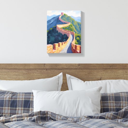 Grote Muur van China Schilderen Canvas Afdruk (Insitu (Slaapkamer))