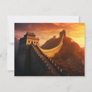 Grote Muur van China Sunset Briefkaart - Majestic