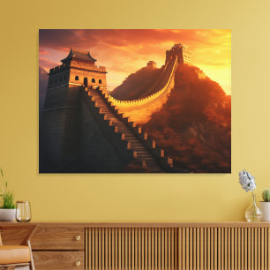 Grote Muur van China Sunset Canvas - Majestic Afdruk