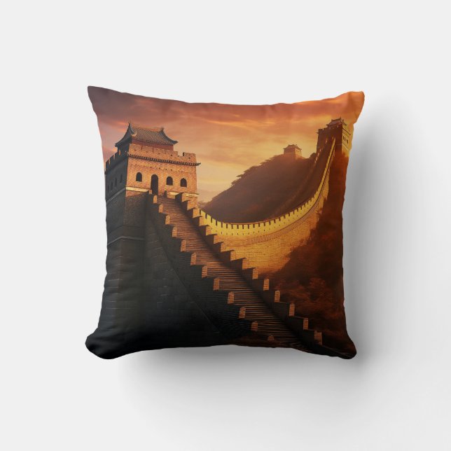 Grote Muur van China Sunset Sierkussen - Majestic (Voorkant)