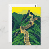 Grote Muur van China Vintage Travel Briefkaart (Voorkant / Achterkant)