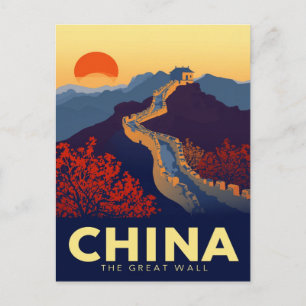 Grote Muur van China Zonsondergang Briefkaart