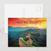 Grote Muur van China zonsondergang gestileerd Briefkaart (Voorkant / Achterkant)