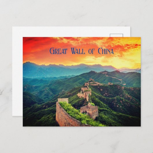 Grote Muur van China zonsondergang gestileerd Briefkaart (Voorkant / Achterkant)