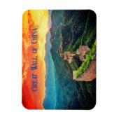 Grote Muur van China zonsondergang gestileerd Magneet (Verticaal)