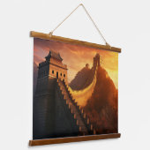 Grote Muur van China Zonsondergang - Majestic Hangend Wandkleed (Gebogen)