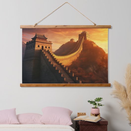 Grote Muur van China Zonsondergang - Majestic Hangend Wandkleed (Slaapkamer)
