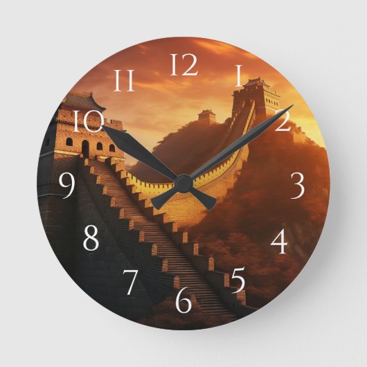 Grote Muur van China Zonsondergang - Majestic Ronde Klok (Voorkant)