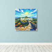 Grote Muur van Peking ochtendlicht canvas kunst (Insitu (Houten vloer))