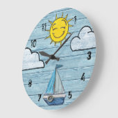 Grote muurklok Driftwood Beach met cijfers. Grote Klok (Hoek)