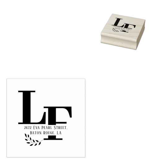 Grote naam Initiaal bladeren bruiloft Rubberstempel (Gestempeld)