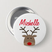 Grote naam rendier knopen voor Kerstfeest Ronde Button 7,6 Cm (Voorkant /achterkant)
