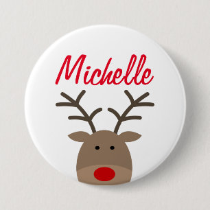 Grote naam rendier knopen voor Kerstfeest Ronde Button 7,6 Cm