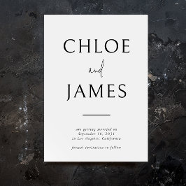 Grote namen Moderne Typografie Zwart Wit Bruiloft Save The Date