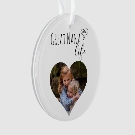 Grote Nana Life Grootmoeder Foto Hart Gift Ornament (voorkant)