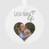 Grote Nana Life Grootmoeder Foto Hart Gift Ornament (achterkant)