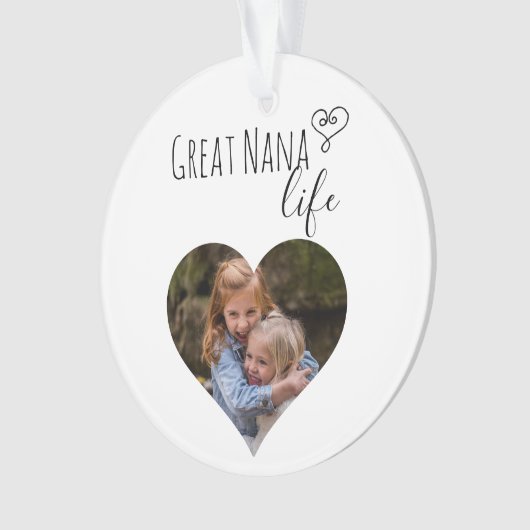 Grote Nana Life Grootmoeder Foto Hart Gift Ornament (voorkant)