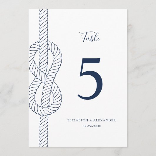 Grote Nautische Knoop Touw Trouwtafel Nummer (Achterkant)