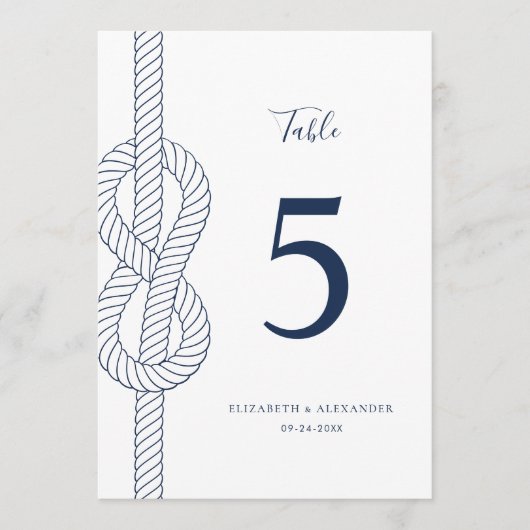 Grote Nautische Knoop Touw Trouwtafel Nummer (Voorkant)