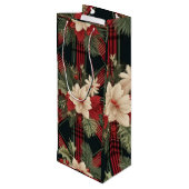 Grote Navy Plaid Gift Bag Wijn Cadeautas (Achterkant Gekanteld)