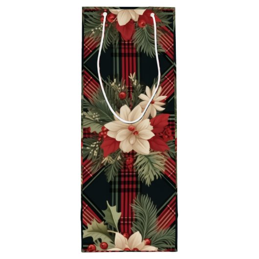 Grote Navy Plaid Gift Bag Wijn Cadeautas (Achterkant)