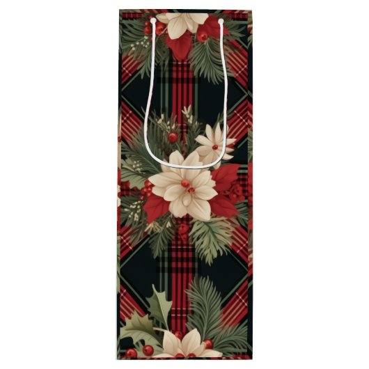 Grote Navy Plaid Gift Bag Wijn Cadeautas (Voorkant)