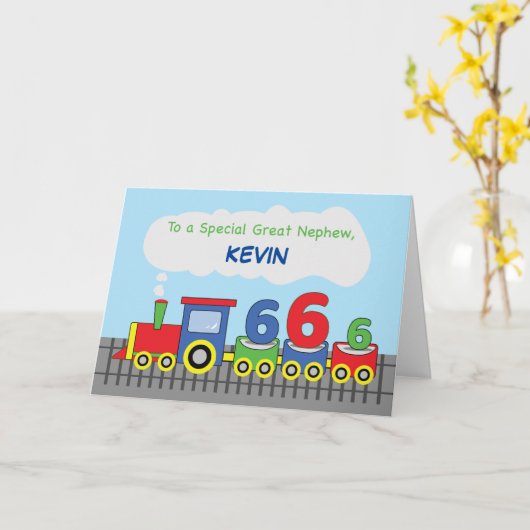 Grote Neef 6e Verjaardag Kleurrijke Trein op Track Kaart (Gele Bloem)