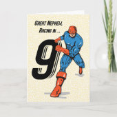 Grote neef 9e verjaardag superheld kaart (Voorkant)