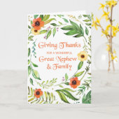 Grote neef en familie geven Bedankt Thanksgiving Kaart (Gele Bloem)