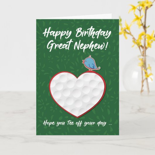 Grote neef golf sport hart verjaardag kaart (Gele Bloem)