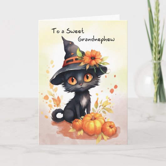 Grote neef Sweet Halloween Kat Kaart (Voorkant)