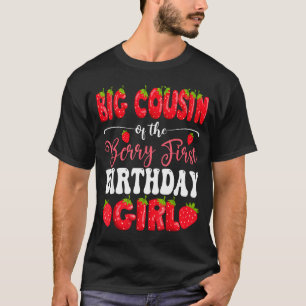 Grote neef van bes eerste verjaardag meisje aardbe t-shirt