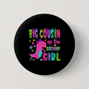 Grote neef van het jarige meisje saurus rex ronde button 5,7 cm