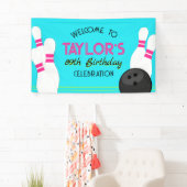 Grote Neon Blauwgroen Blue Bowling Verjaardag Bann Spandoek (Insitu)