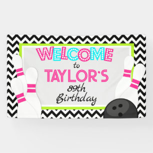 Grote Neon Chevron Bowling Verjaardag Banner