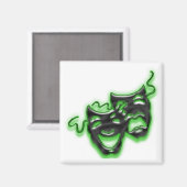 Grote Neon Groene Maskers Vierkante Magneet (Voorkant / Achterkant)