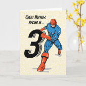 Grote Nephew 3e verjaardag superheld Kaart (Gele Bloem)