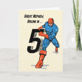 Grote Nephew 5e verjaardag superheld Kaart (Voorkant)