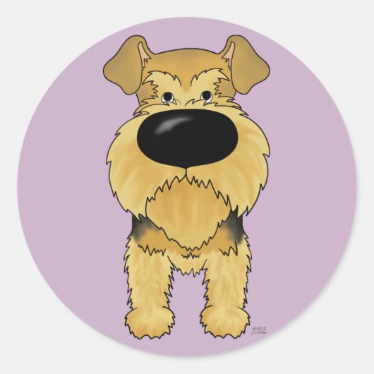 Grote neus Airedale Terrier Ronde Sticker (Voorkant)