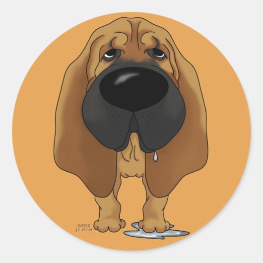 Grote neus bloedhond ronde sticker (Voorkant)