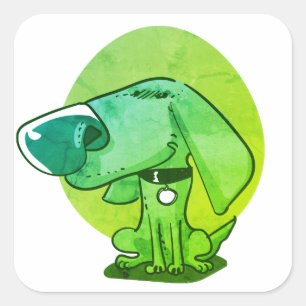 Grote neus grappige hond cartoon vierkante sticker