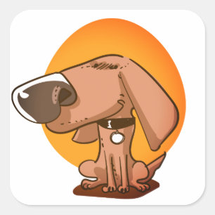 Grote neus grappige hond cartoon vierkante sticker