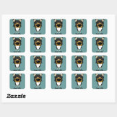 Grote neus ruw collie vierkante sticker (Vel)