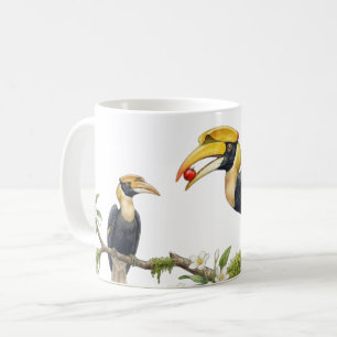 Grote Neushoornvogel Echte Liefde Aquarel Koffiemo Koffiemok